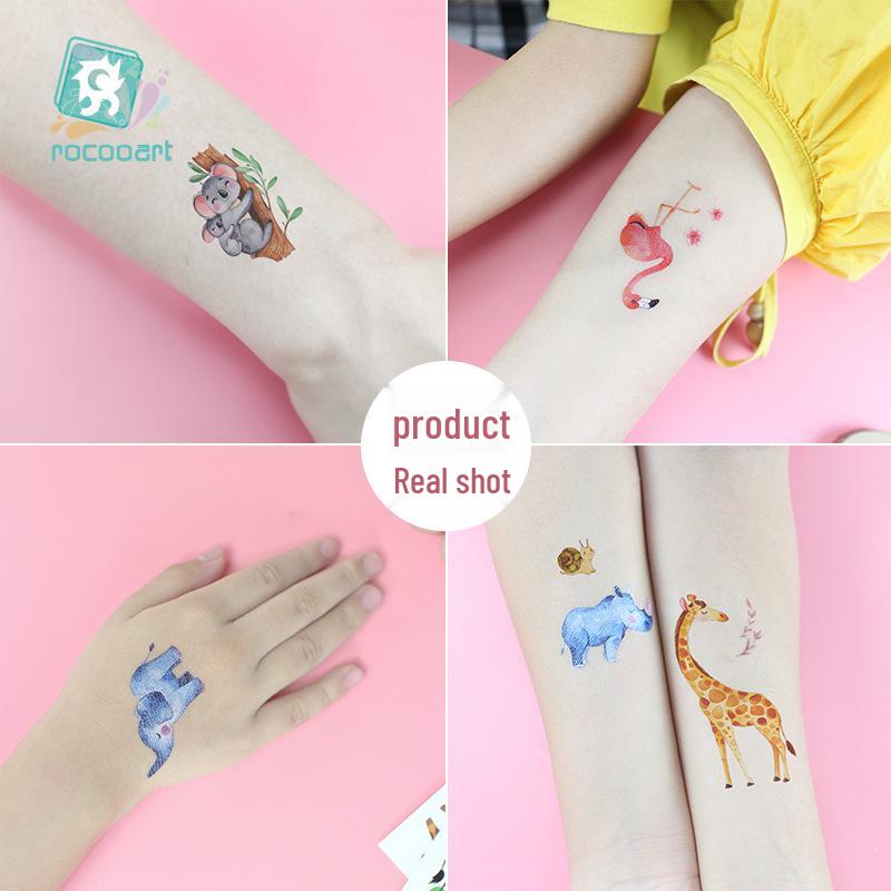 New Waterproof Kids Cartoon Tattoo Stickers - Elephant & Alpaca Designs