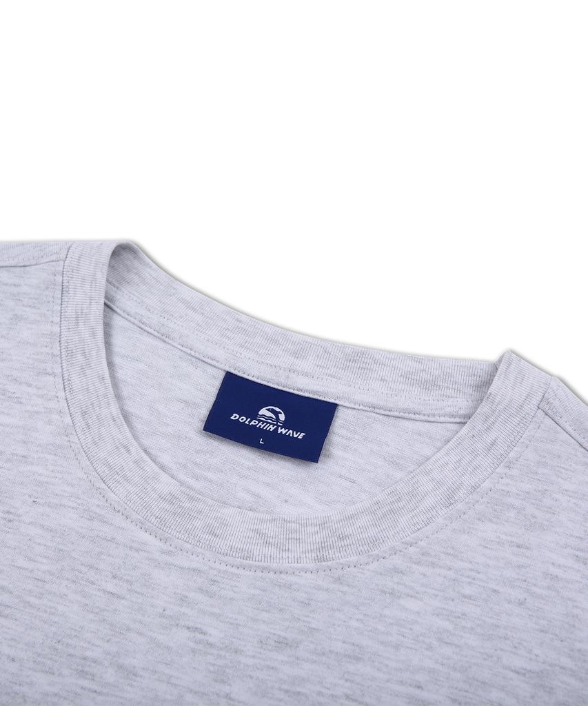 DOLPHIN WAVE APPAREL [2 шт.] Мини-вышивка дельфина волной Хлопковая футболка с коротким рукавом Cool Gray & Black 2 шт.