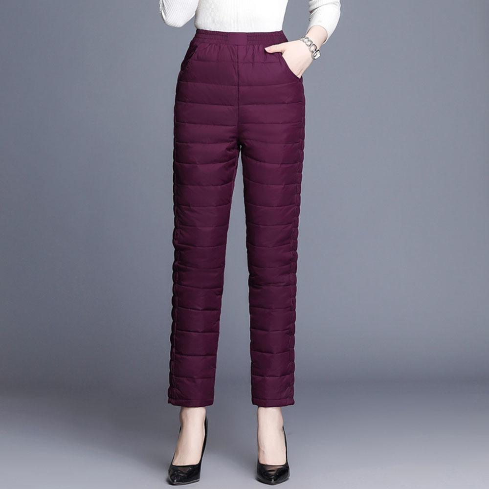 Women Pants Trousers Winter High Waisted Outer Wear Women Female Fashion Slim Warm Thick Duck Down Pants Trousers