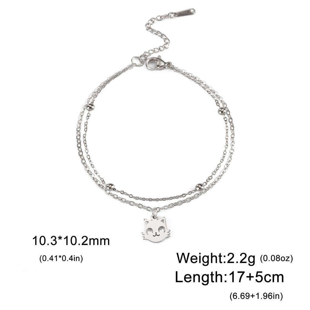 Charm Animal Dragonfly Pendant Double Layer Bracelet for Woman Wedding Stainless Steel Bracelets Engagement Fashion Jewelry
