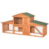 Large Rabbit Hutch Outdoor, Guinea Pig Hutch, Wooden Small Animal House, with Rabbit Run, 215 x 63 x 97 cm