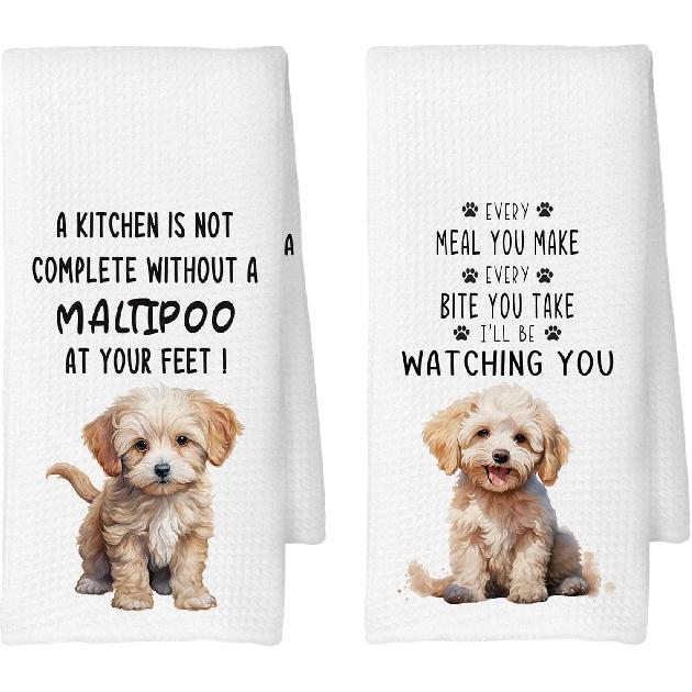 Long-Haired Dachshund Kitchen Towels Set of 2, Dog Gifts for Women, Dachshund Gifts, Dog Lover Mom Gift Tea Towels Kitchen Hand Towels 16x24 Inch for