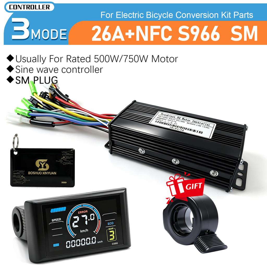 Electric Bike 17A 26A 30A BLDC Three-Mode Waterproof SineWave Controller 24V36V48V 250W750W1000W For Ebike Conversion Kit Parts
