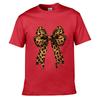 Leopard Print Bow Ribbon Graphic Solid Washed Vintage Tee Distressed Loose
