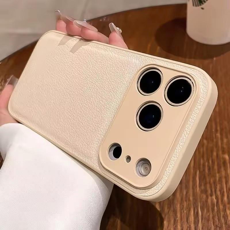 Vogue Чехол из личи-кожи для мобильного телефона для iPhone 17Pro 16 15 Plus 14 13 12 11 17 Pro Max iPohne Air Задняя броня с TPU-рамкой