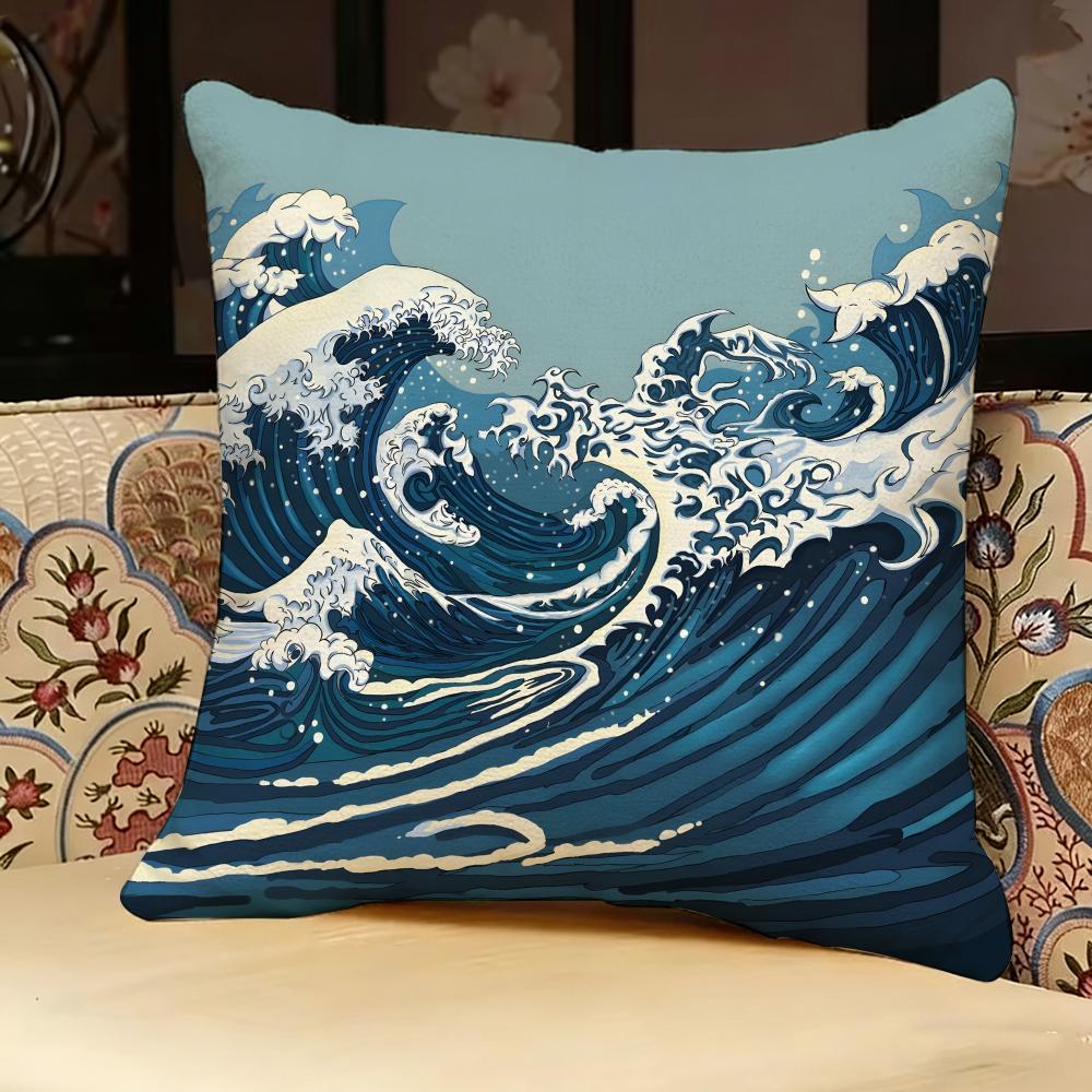 The Great Wave Off Kanagawa Pillow Case Pillowcase Doublesided Printed Sofa Cushion Bedroom Headboard Pillow
