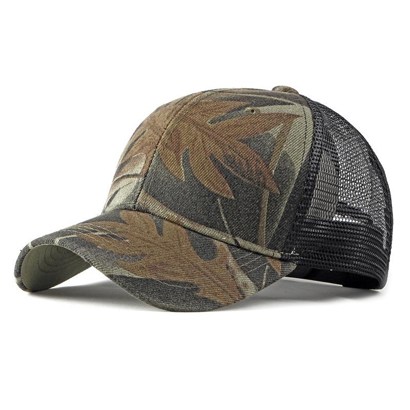 Unisex Camo Trucker Hat Summer Breathable Mesh Baseball Cap Outdoor Tactical Military Style Sun Shade Peaked Hat Casual Snapback