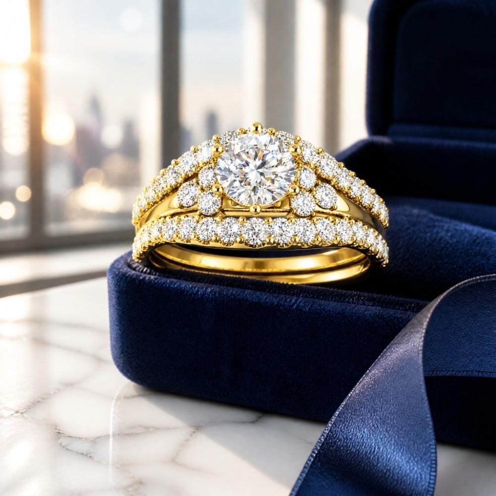 Copper Inlaid Ring Set Synthetic Zircon Fashion Rings Fashionable Layered Rings Everyday Jewelry