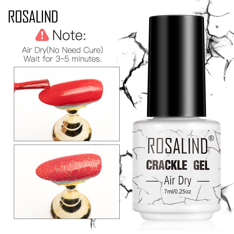 ROSALIND 12 Colors Cracked Nail Gel Varnish Hybrid Crackle Manicure Acrylic Art UV Gel Semi Permanent with Base Top Coat