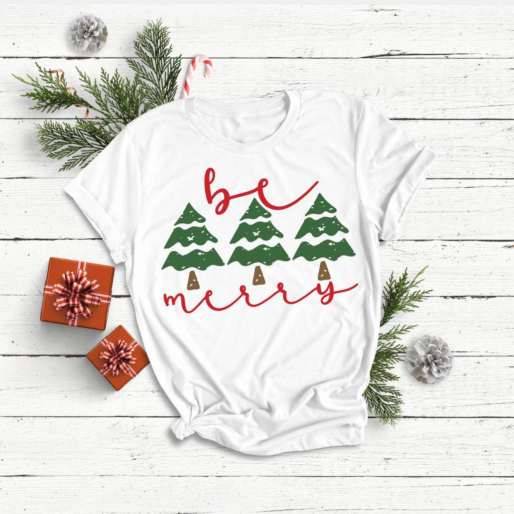Merry Christmas Tree Graphic Tees Women Harajuku Festival T Shirt Short Sleeve Tees Casual Tops