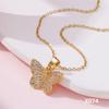 New Niche Design Retro Butterfly Micro-Inlaid Zircon Pendant Necklace Women'S Fashion Collarbone Chain