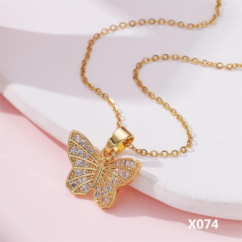 New Niche Design Retro Butterfly Micro-Inlaid Zircon Pendant Necklace Women'S Fashion Collarbone Chain