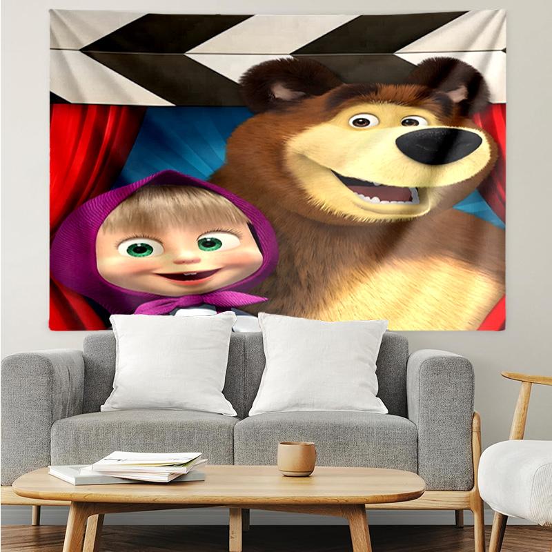 1PC Pink Flowers sweetheart And bear K-pop music group Tapestry Accessories for Bedroom,Livingroom, dormitory Room Wall Decor Fan Birthday Gifts