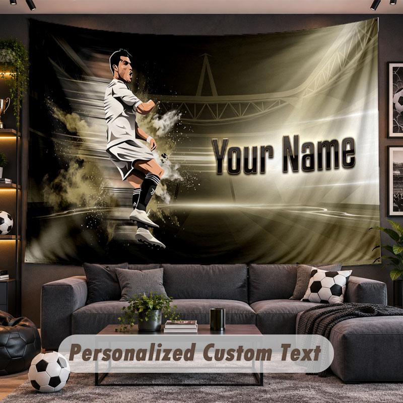 Wall Hanging Tapestry Custom NameCristiano Ronaldo Pattern Personalized Printed Fabric Wall Decor