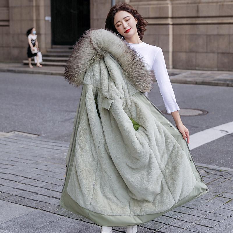 Women Winter Casual Jacket Coat Parker Warm Cotton Liner Long Hooded Fur Collar Adjustable Waist Solid Beige Black Blue Navy Khaki Green M-XXXL