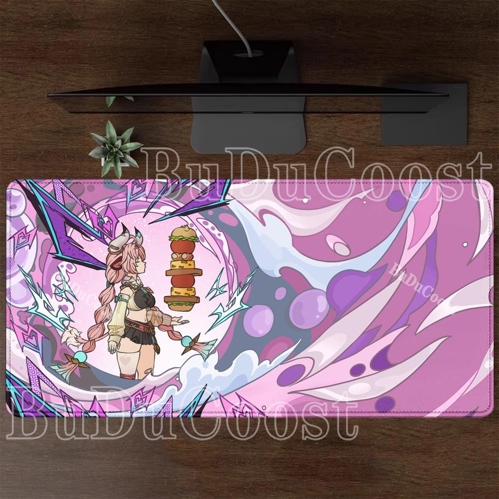 Genshin Impact Gaming Columbina XXL Overlock Large Mouse Pad Non-slip Base Keyboard Anime Esports Desk Mat HD Printing Mousepad