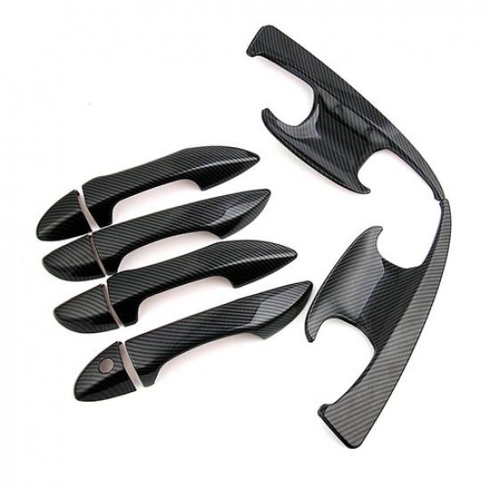 12Pcs Carbon Fiber Car Door Handle Bowl Cover For Toyota Corolla Altis 2014-2018