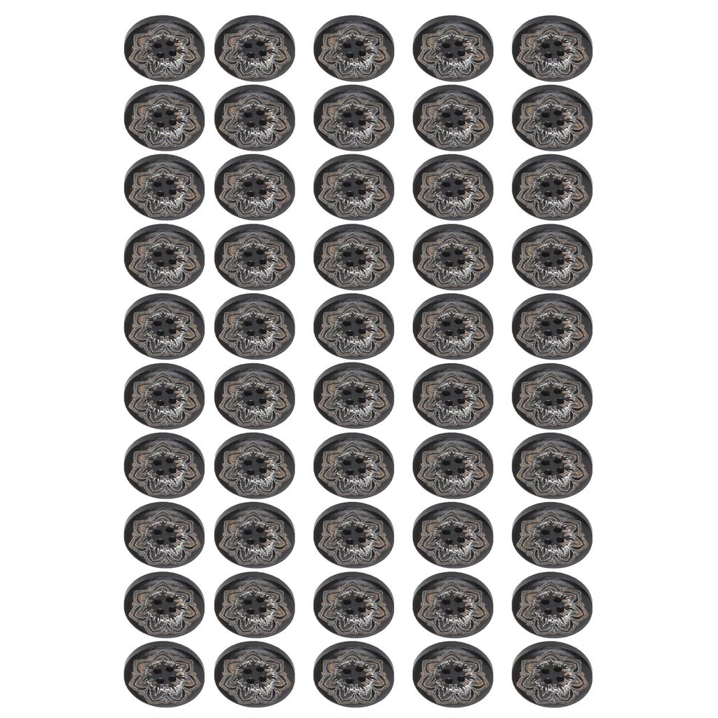 50 шт. Деревянные пуговицы 4 прорези резные цветы ручная работа круглые пуговицы швейные аксессуары