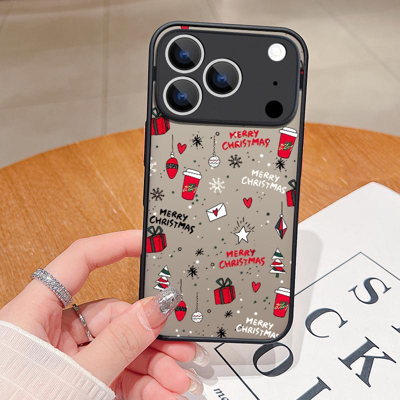 Мультяшный Чехол для Телефона Рождественская Елка Дед Мороз для iPhone 17 Pro Max Funda iPhone 16 Pro Max 13 15 14 Air 16e Матовый ТПУ Чехол Подарок