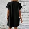Женское летнее платье, однотонное, с круглым вырезом, с короткими рукавами, свободные боковые карманы, повседневное, дышащее, мягкое, повседневное, для офиса, свиданий, мини-платье