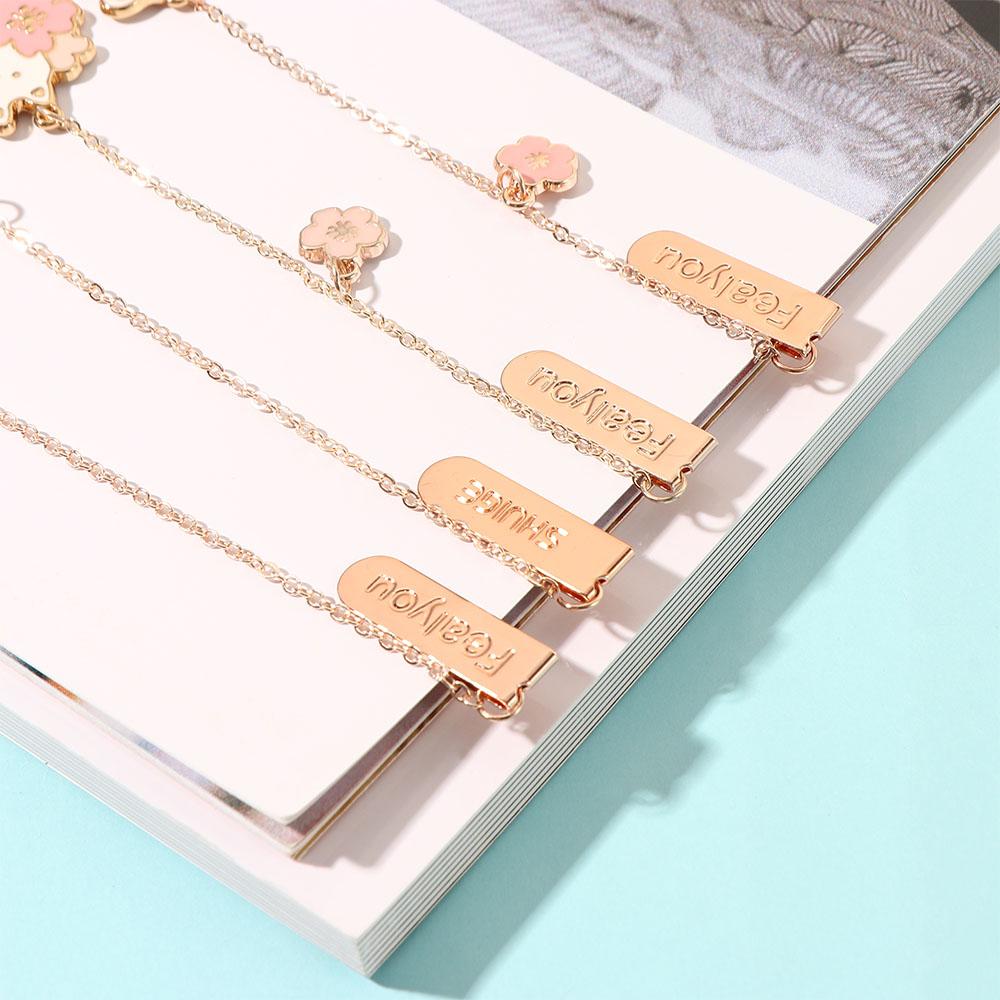 Reading Book Tag Book Clips Marker of Page Romantic Sakura Metal Bookmark Pendant Bookmark Rabbit
