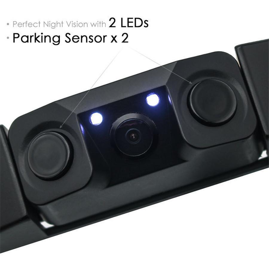 Car License Plate Frame Parking Sensor Radar Rearview Backup Camera Night View