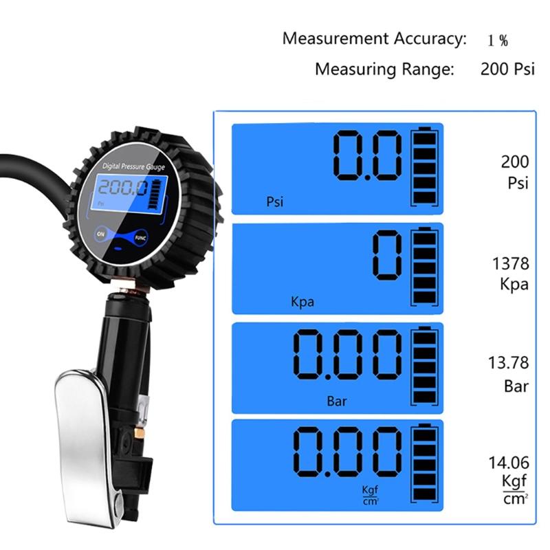 200 PSI Air Chuck & Compressor Accessories Heavy Duty with Rubber Hose & Quick Connect Coupler 0.1 Display Resolution