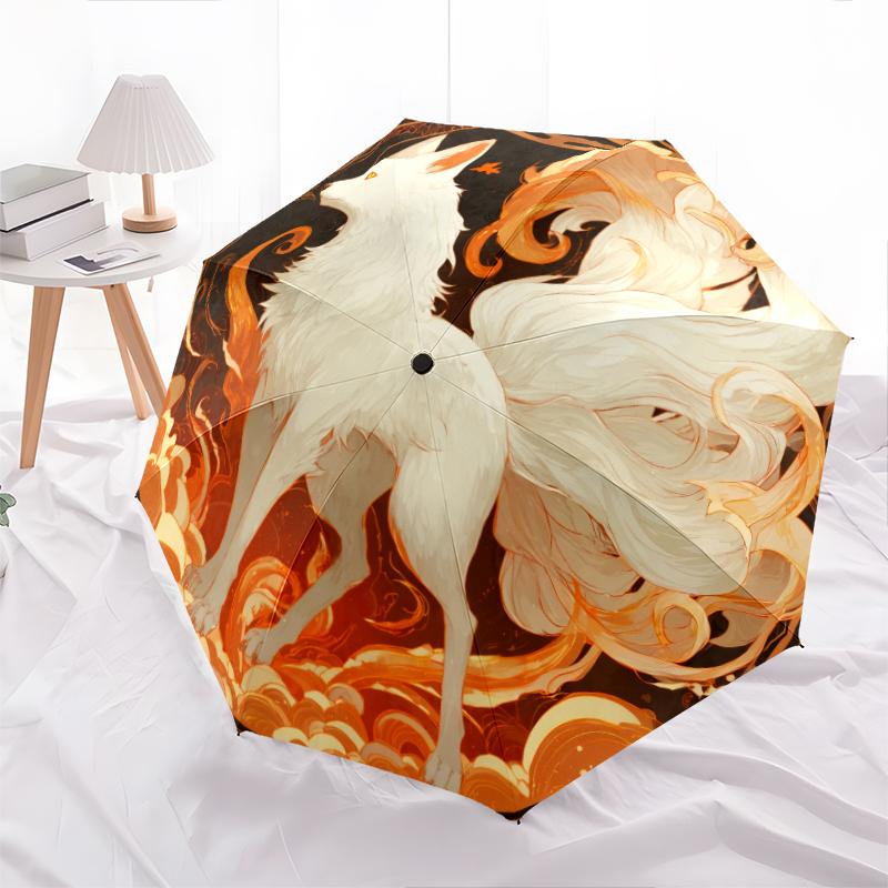 Узор с лисами, автоматический складной зонт, портативная и складная конструкция, 8 спиц, рождественский или день рождения подарок.