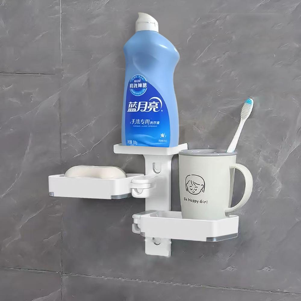 Многофункциональная настенная вращающаяся мыльница без отверстий для ванной комнаты и туалета, мыльница