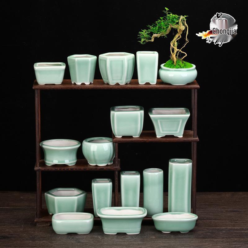 Керамический горшок для суккулентов и бонсай из фиолетовой глины - Высококачественный глазурованный мини-цветочный горшок