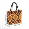  Autumn Maple Leaf Argyle Pattern Large Capacity Tote Bag Daily Casual Shoulder Handbag