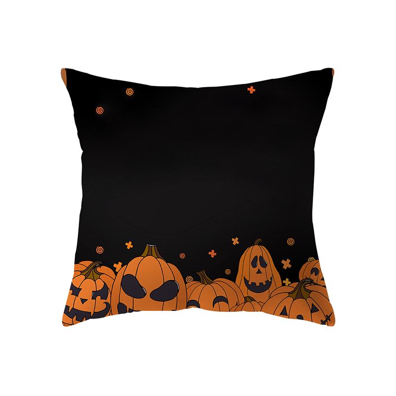 Horror Pumpkin Bat Halloween Theme Print Pattern Cushion Cover Home Living Room Sofa Decoration Polyester Pillow Pillow Cover