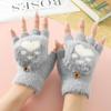 Flip Cover Half Finger Gloves Soft Plus Winter Mittens  Children's Handwriting