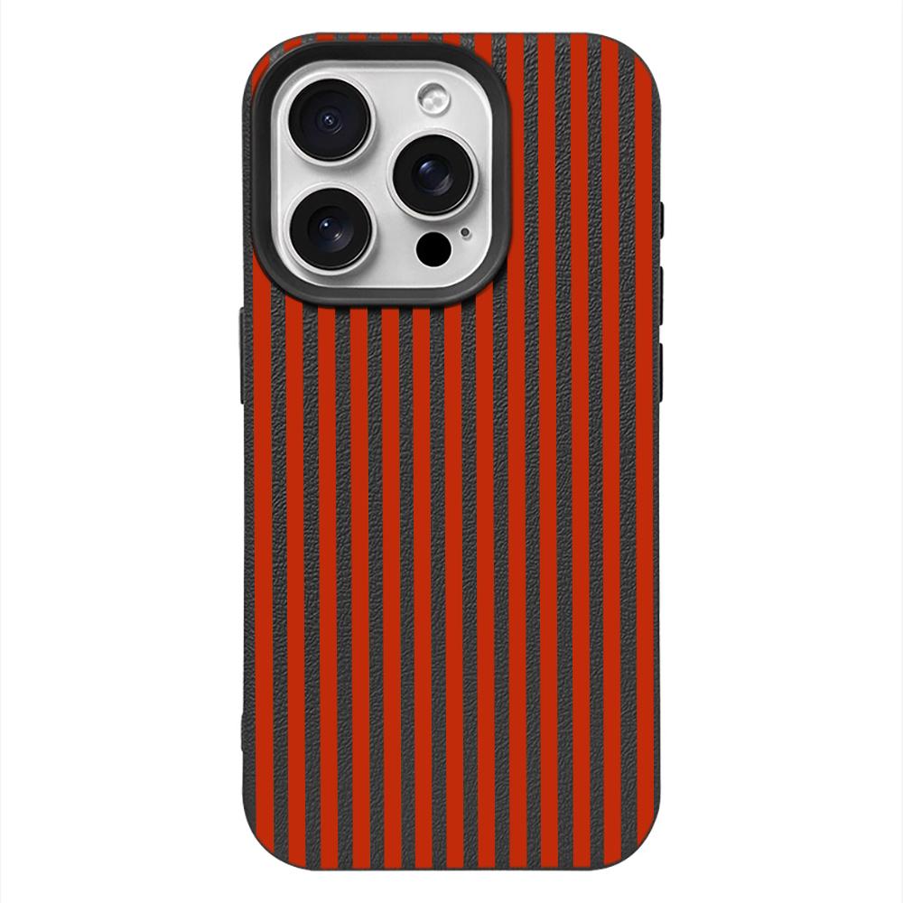 Мягкий чехол с красными и черными полосами, текстура кожи, для iPhone 17 17E 16 15 14 13 12 11 Pro Max, эстетичный, ударопрочный