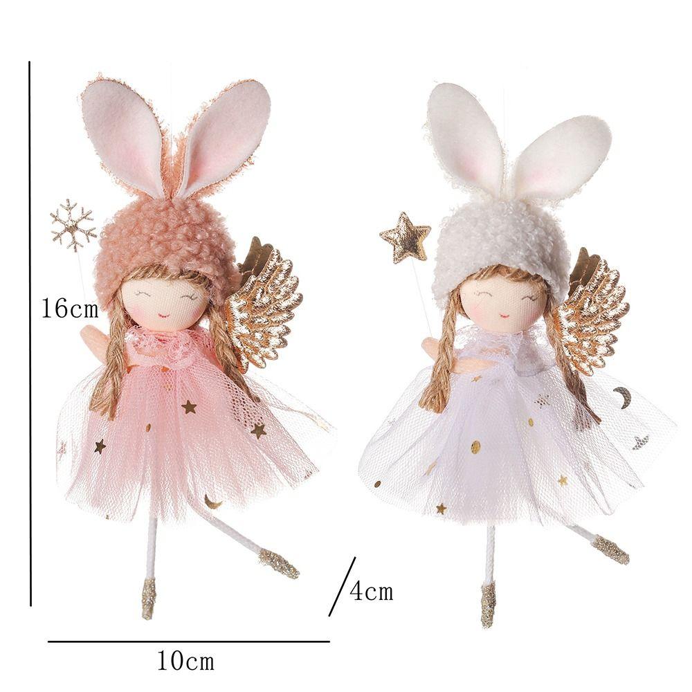 Cartoon Christmas Rabbit Ears Angel Dolls Festival Handmade Angel Girl Hanging Pendant Cute Christmas Tree Decoration