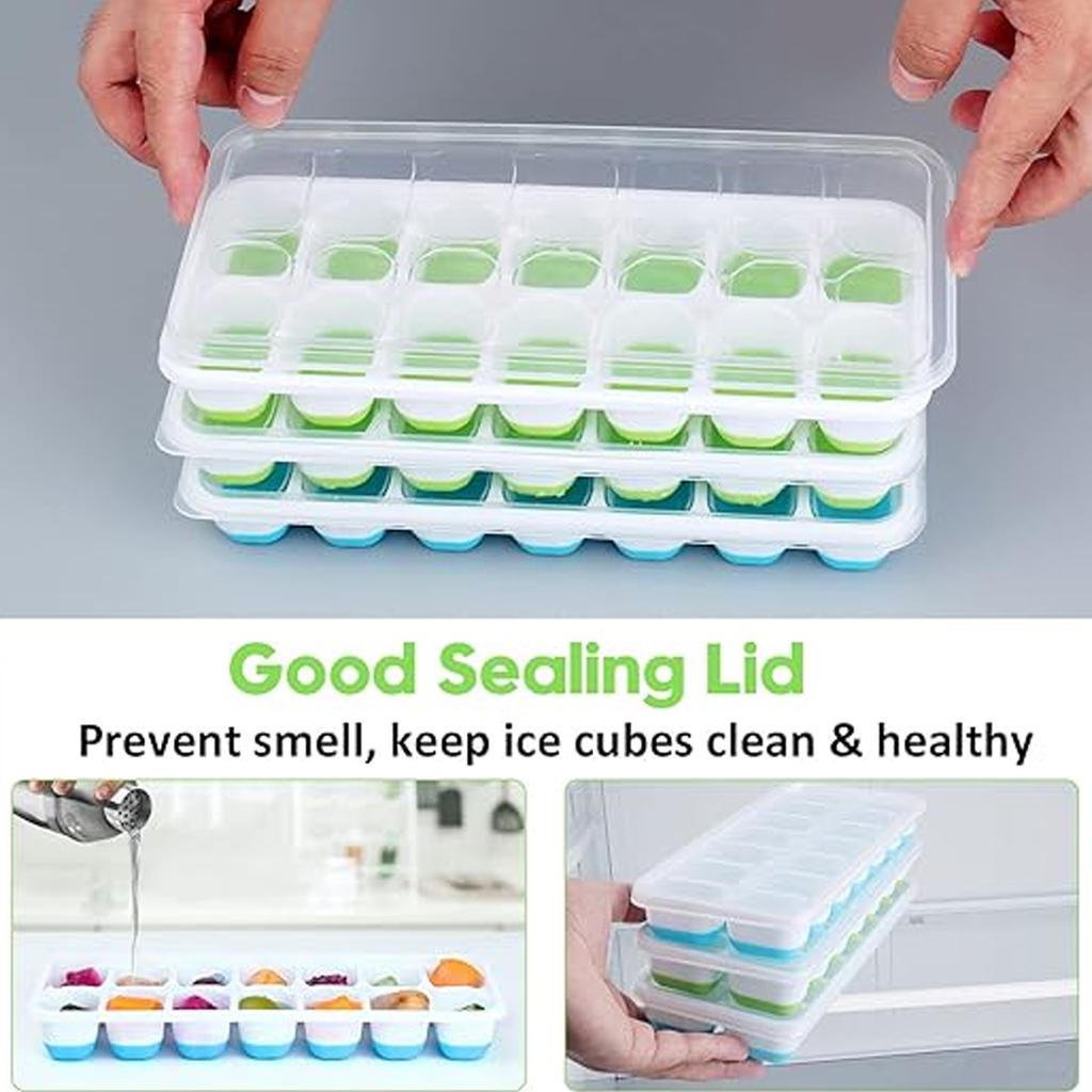 4-Pack Random Color Ice Cube Mold Set with a Tray with 14 Compartments Multifunctional Chocolate Mold with Removable Lid Stackable Ice Trays with