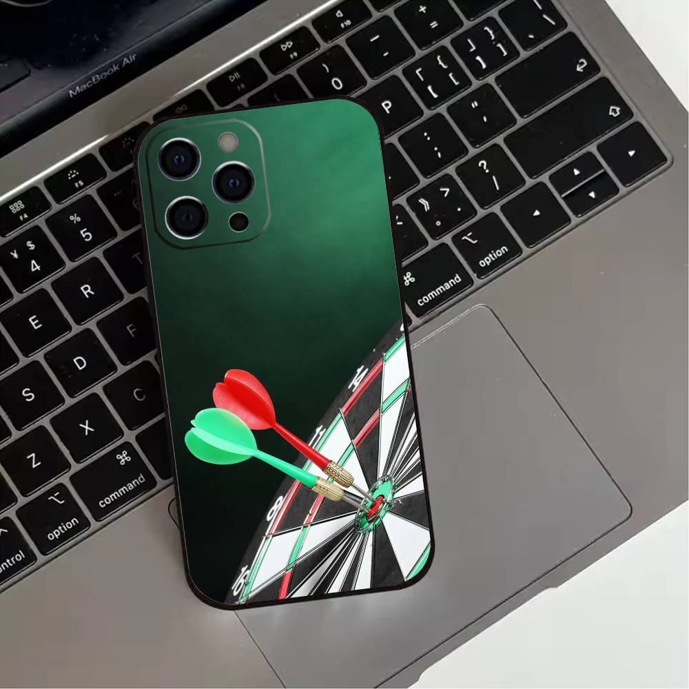 D-Darts Phone Case For iPhone 17,16,15,14,13,12,11 Plus,Pro Max,XS,Soft Silicone Black Cover