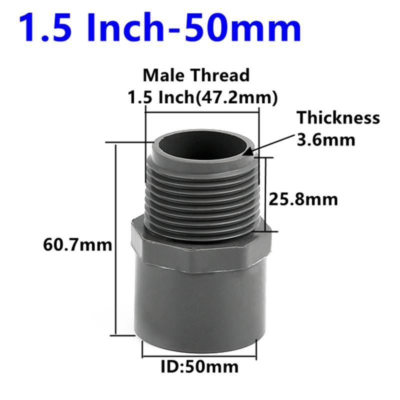 1/3Pcs Grey PVC Male Thread Straight Connector Garden Irrigation Pipe Fitting Filters Aquarium Fish Tank Feedwater Joint Filters