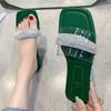 Rimocy/хрустальные тапочки из ПВХ для женщин, сандалии на плоской подошве с мягкой подошвой, женские летние шлепанцы с квадратным носком, шлепанцы Mujer