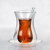 Beauty Black Tea Cup Saucer Teaspoon Sets Turkish Bohea Double Wall Glass Insulated Thermal Cafe ESPRESSO SCoffee Mug Teacup