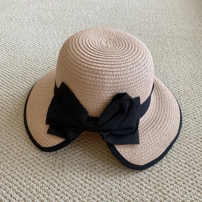 Hepburn Hat Female Black Straw Hat Sunscreen Vacation Seaside Beach Sun Hat Summer Big Brim Sun Hat Big Brim