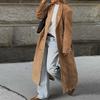 Suede Lapel Coat Women's Windproof and Warm Straight Tube Coat Elegant British Style Commute Outwear Autumn/Winter 2025