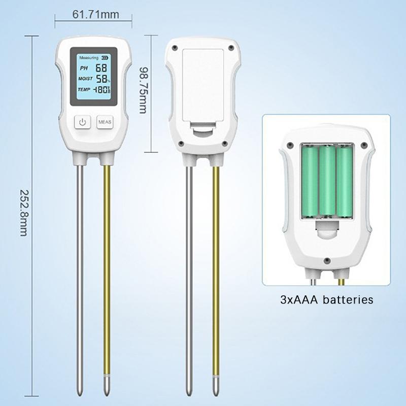 3 в 1 цифровой ЖК-измеритель почвы, измеритель температуры, влажности и pH с подсветкой, измерительный прибор для растений, цветочных растений, сада