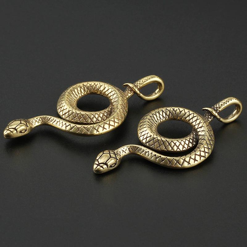 1Pc Vintage Brass Snake Key Ring Outdoor Small Tool Car Hanging