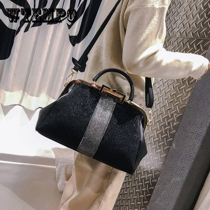 Женская сумка, модная черная сумка из конского волоса со стразами, модная сумка через плечо, сумка-мессенджер