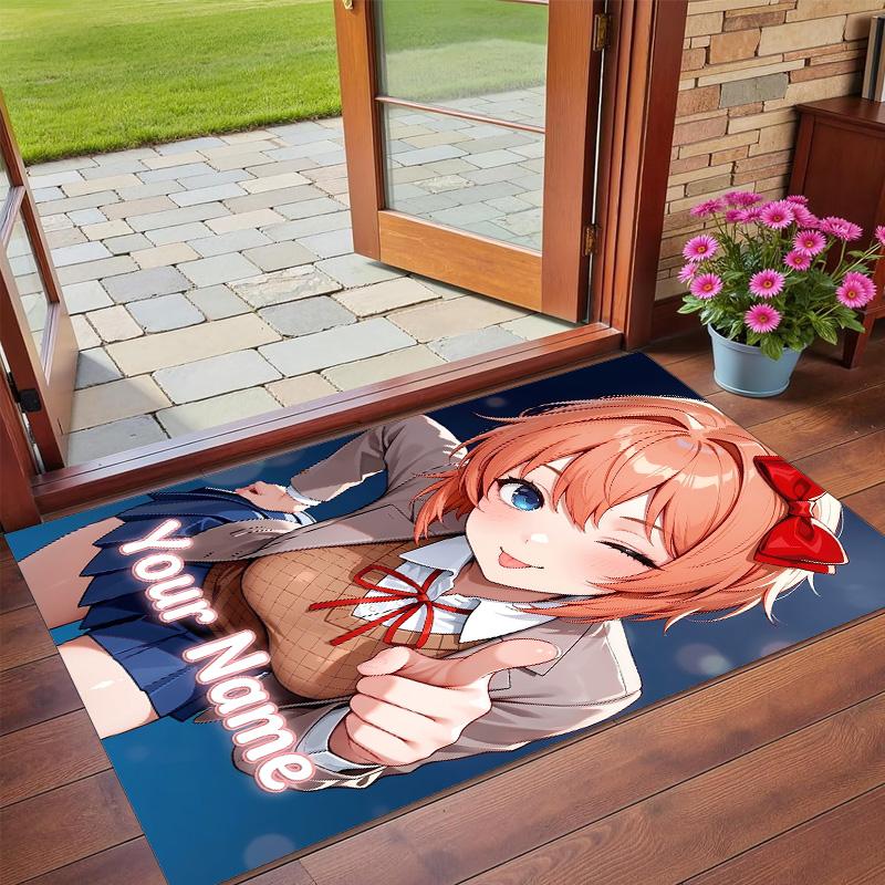 Crystal Velvet Rug Custom Name Text, Soft Non Slip Floor Mat Home DecorDoki Doki Literature Club