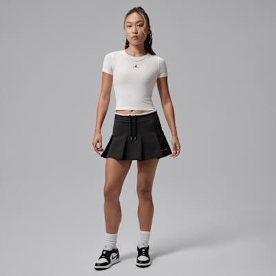 Women's Jordan Flight Casual Short Skirts Women's Black/White Moderate Short Skirt