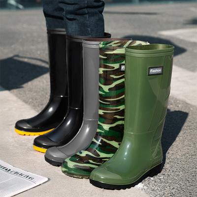 Трудовое страхование высокие резиновые сапоги камуфляжные мужские подошва из говяжьей кожи водонепроницаемые и износостойкие водные ботинки бархатные теплые ботинки