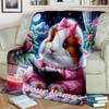 1PC Custom Name Moonlit Guinea Pig Flannel Blanket Versatile, All-season Throw Suitable for the Living Room, Bedroom, Camping, Travel, and Gift