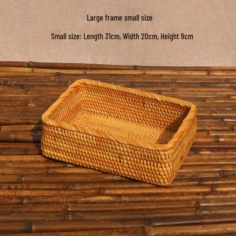 Japanese-Style Rattan Storage Basket: Rectangular, Multifunctional for Desktop, Toys, and Snacks